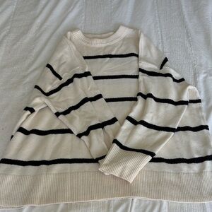 Aerie Black and Cream Striped Sweater